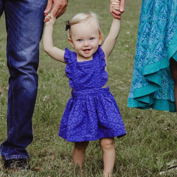 Girls 9M Blue Designer Fox & Finch Dress Summer - Picture 1 of 6